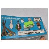 Vintage Miniature Cake Toppers and Wedding Rings – Bride Groom Bowler and Football Players