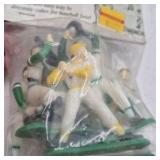 Vintage Miniature Cake Toppers and Wedding Rings – Bride Groom Bowler and Football Players