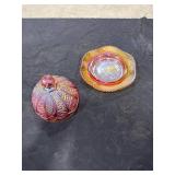 Iridescent Glass Butter Dish