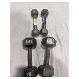 Cast Iron Hexagonal Dumbbells Set