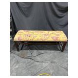 Toile Upholstered Wooden Bench