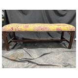 Toile Upholstered Wooden Bench