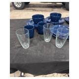 Blue Dinnerware & Glass Tumblers