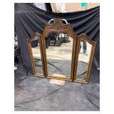Wooden Tri-Fold Vanity Mirror