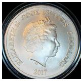 2017 Silver 1oz .999 Cook Islands $1, Upper Deck Dustin Byfuglien #4843 of 5000, Perfect Condition