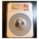 Rare (1 of 29) MS70 .999 Silver 2016-P 5oz Year of the Monkey, Australia