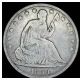 1859-O Seated Liberty Half Dollar, Fine, Original Surfaces