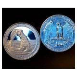(2) Silver Quarters - Proof 2014-S 90% Silver Utah National Park & Uncirculated 1964