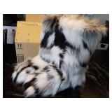 Black, Gray and White Fur Lined Boo...