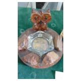 Vintage Acrylic Owl Ashtray and Stone Ashtray