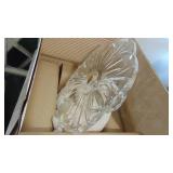 Block Crystal Cake Plate, Fenton Vase, Head Vase and Glass Vase