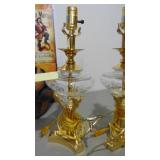 2- Brass and Glass Table Lamps