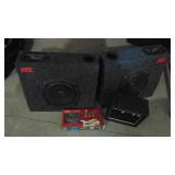 Small Instrument Amp, Toy Instrument and Pair of Car Speakers