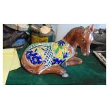 Large Mexican Decorated Tera Cotta Horse