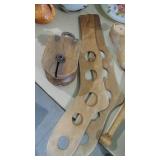 Pair of Sock Stanchers, Mannequin Foot, Wood Pulley and Juggling Pin