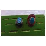 2-Mexican Silver and Turquoise Rings