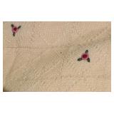 Vintage Knitted Baby Blanket with Pink Satin Backing