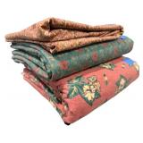 High Quality Fabric - 3 Large Pieces - Corals & Greens