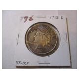 1923-D PEACE SILVER DOLLAR COIN
