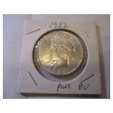 1922 PEACE SILVER DOLLAR COIN