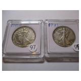 2 WALKING LIBERTY HALF DOLLARS
