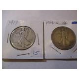 1917 & 1946-S WALKING LIBERTY HALF DOLLARS