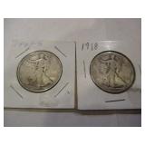1945-S & 1918 WALKING LIBERTY HALF DOLLARS