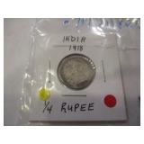 1918 INDIA 1/4 RUPEE