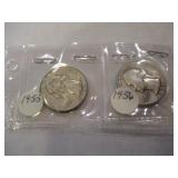 55,56,57-D,58-D & 59-D WASHINGTON QUARTERS