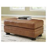 Signature DESIGN BY ASHLEY Carianna Brown Leather Match Rectangle Accent Ottoman
