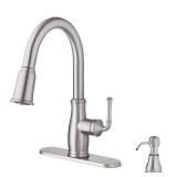 Glacier Bay Kagan Stainless Steel 15 in. H Pull Down Sprayer Kitchen Faucet with 360° Swivel Spout