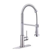 Glacier Bay Paulina Single-Handle Spring Neck Pull Down Sprayer Kitchen Faucet in Stainless Steel
