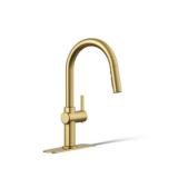 KOHLER Clarus Single Handle Pull Down Sprayer Kitchen Faucet in Vibrant Brushed Moderne Brass