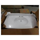Glacier Bay 37 in. W x 19 in. D Cultured Marble White Round Single Sink Vanity Top in White