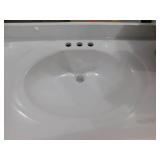 Glacier Bay 37 in. W x 19 in. D Cultured Marble White Round Single Sink Vanity Top in White