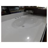 Glacier Bay 37 in. W x 19 in. D Cultured Marble White Round Single Sink Vanity Top in White