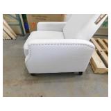 TAYLOR + LOGAN 27.5 W Cream Traditional Upholstered Slim Wingback Recliner with Accent Nail Trim and Push Back Recliner