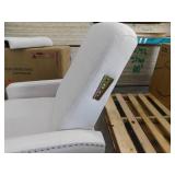 TAYLOR + LOGAN 27.5 W Cream Traditional Upholstered Slim Wingback Recliner with Accent Nail Trim and Push Back Recliner