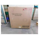 Harper & Bright Designs 27.5 in. Beige Round MDF Coffee Table with Faux Luxury Marble Stone Pattern End Table