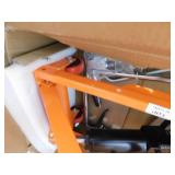 VEVOR Hydraulic Lift Table Cart 330 lbs. Capacity 50 in. Lifting Height Manual Double Scissor Lift Table with 4 Wheels, Orange