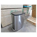 Home Zone Living 13 Gallon Slim Stainless Steel Kitchen Trash Can with CleanAura Odor Control and Soft Close Lid, Silver