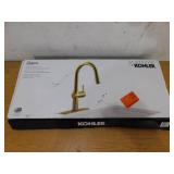 KOHLER Clarus Single Handle Pull Down Sprayer Kitchen Faucet in Vibrant Brushed Moderne Brass