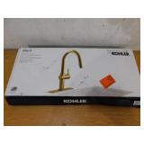 KOHLER Clarus Single Handle Pull Down Sprayer Kitchen Faucet in Vibrant Brushed Moderne Brass