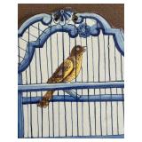 Dutch Delft Polychrome Birdcage Ceramic Wall Plaque 19th Century
