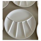 Vintage MCM Ceramic Fondue Plates in creamy White Matte Glaze - Set of 8