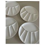 Vintage MCM Ceramic Fondue Plates in creamy White Matte Glaze - Set of 8