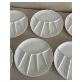 Vintage MCM Ceramic Fondue Plates in creamy White Matte Glaze - Set of 8