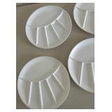 Vintage MCM Ceramic Fondue Plates in creamy White Matte Glaze - Set of 8