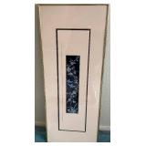 Vintage Asian BLUE BIRD Print in Brass Frame