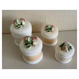 MCM Japan Ceramic Canister Set - 4-Piece with Fruit Knob Lids & Leaves